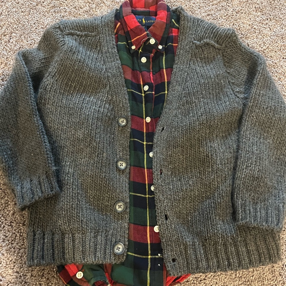 Zara sweater RL button up plaid Boy holiday size 8